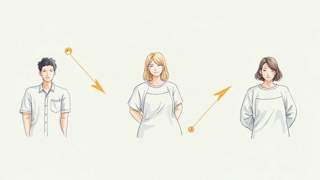 Timeline illustration showing past, present, and future with example sentences positioned along the timeline